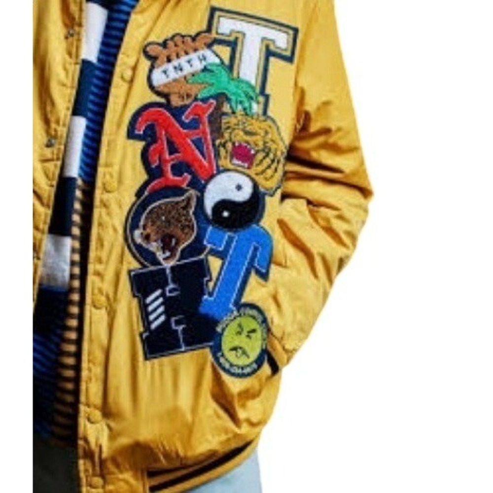 Patchwork Varsity Bomber Jacket Hip Hop Streetwear Vintage Y2K Sportswear Sz‎ S